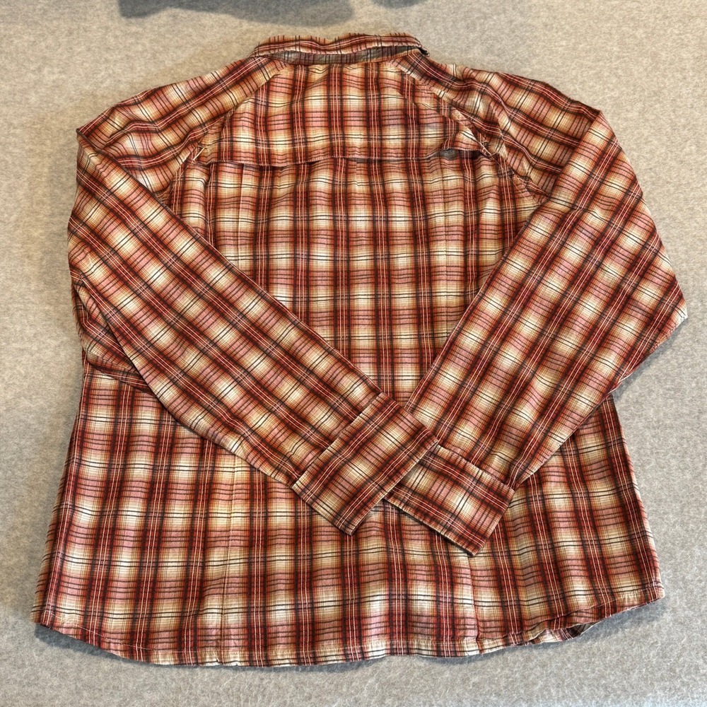 Pendleton Vented Long Sleeve Button Up Shirt Womens Large Red Tan Plaid Cotton - Picture 10 of 15